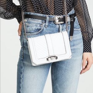 Rebecca Minkoff Chevron Quilted Small Love Crossbody White